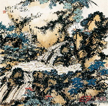 One Corner of a Small Waterfall, traditional Chinese painting, 107.8×107.5cm, 1963